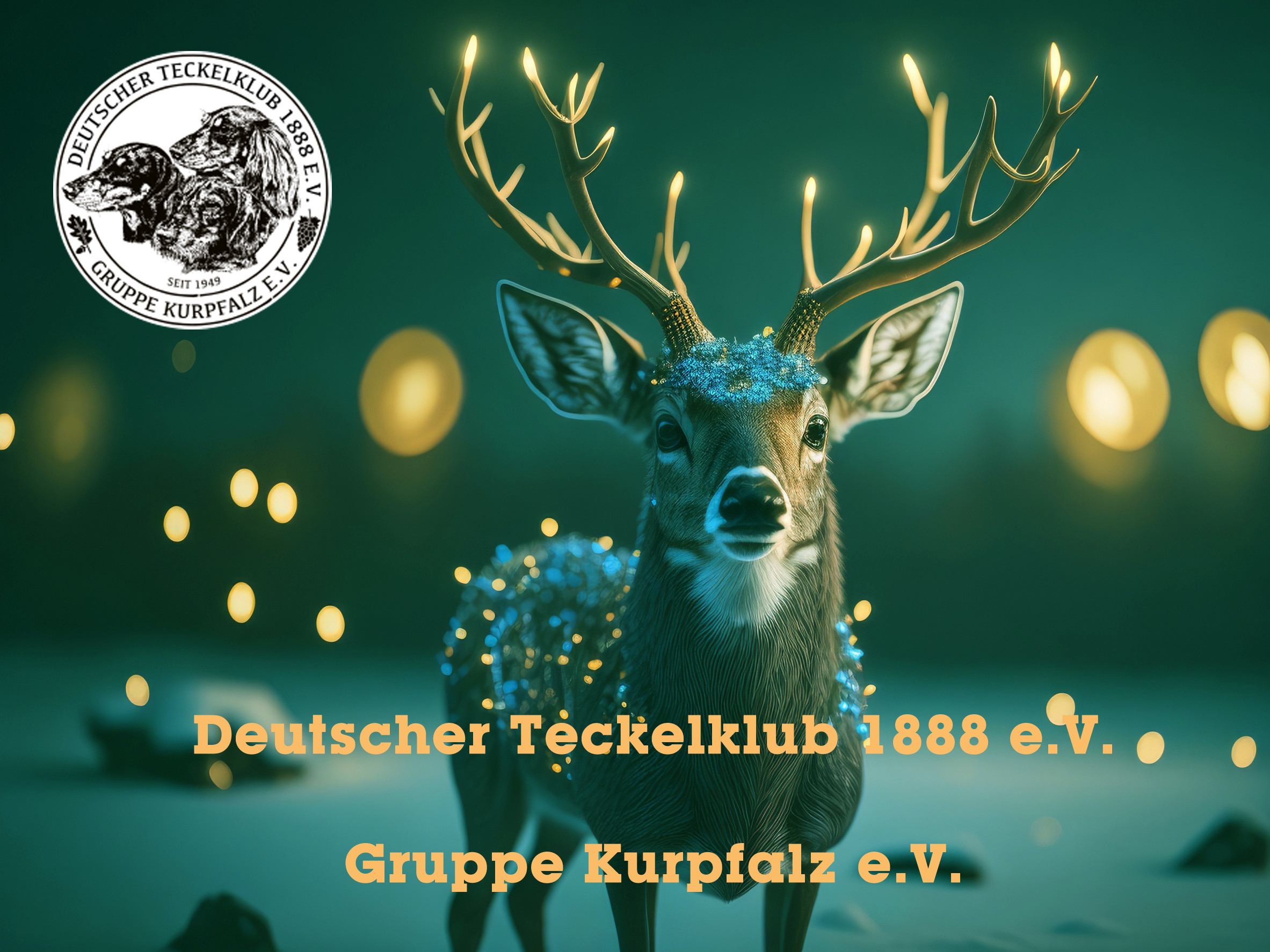 magic festive reindeer covered in glowing garland, AI Generated